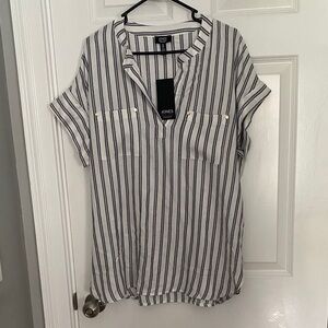 Jones New York Women's Blouse with Black and White Stripes
